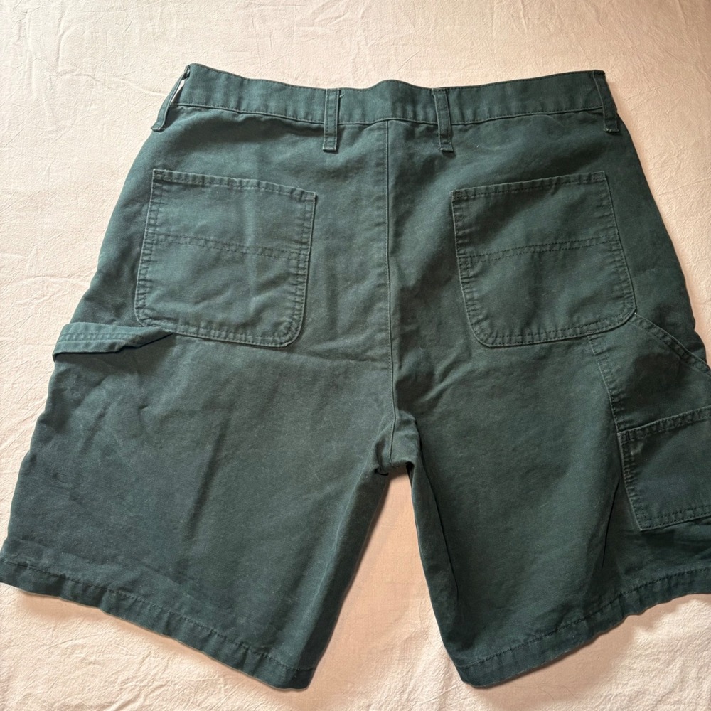 Old Navy Mens 34 Loose Fit Carpenter Shorts Forest Green Cotton Canvas Utility - Picture 3 of 6